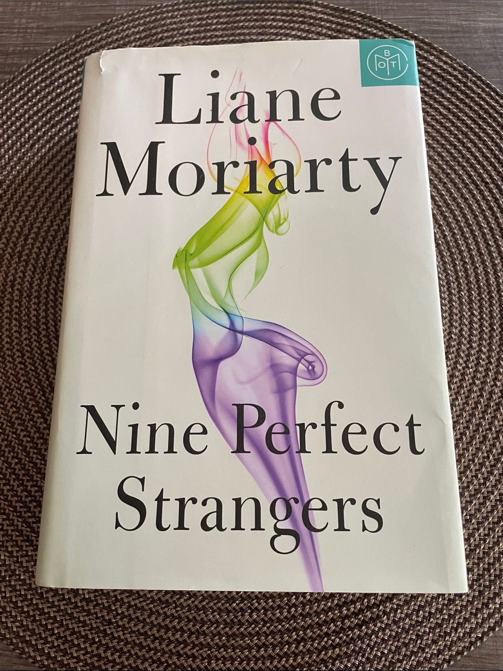 Liane Moriarty "Nine Perfect Strangers" Hardcover - White with Rainbow Smoke